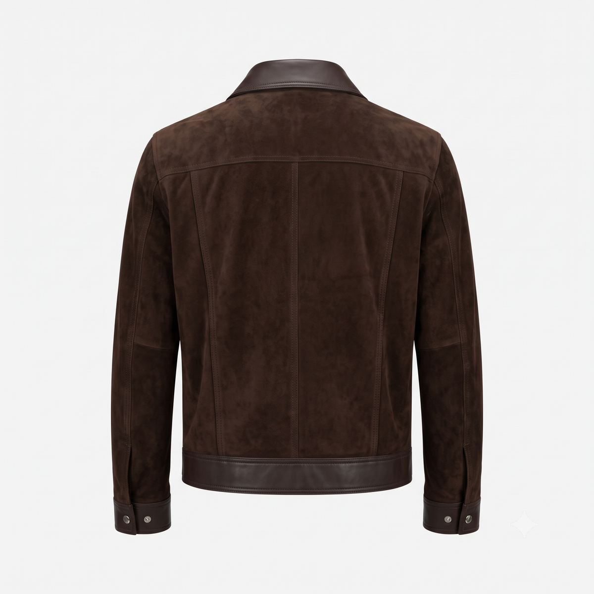 Dark Brown Suede & Leather Trucker Jacket