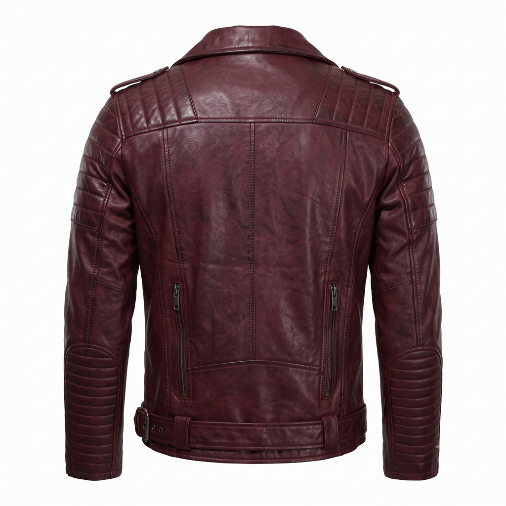Crimson Sleeve Leather Jacket
