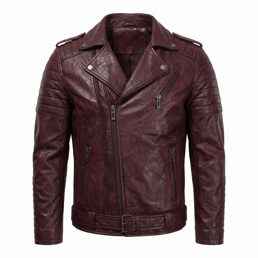 Crimson Sleeve Leather Jacket