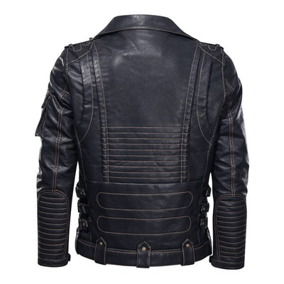Multi-Pocket Biker Leather Jacket