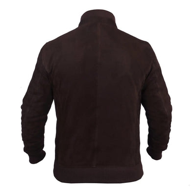 Chocolate Suede Bomber Jacket