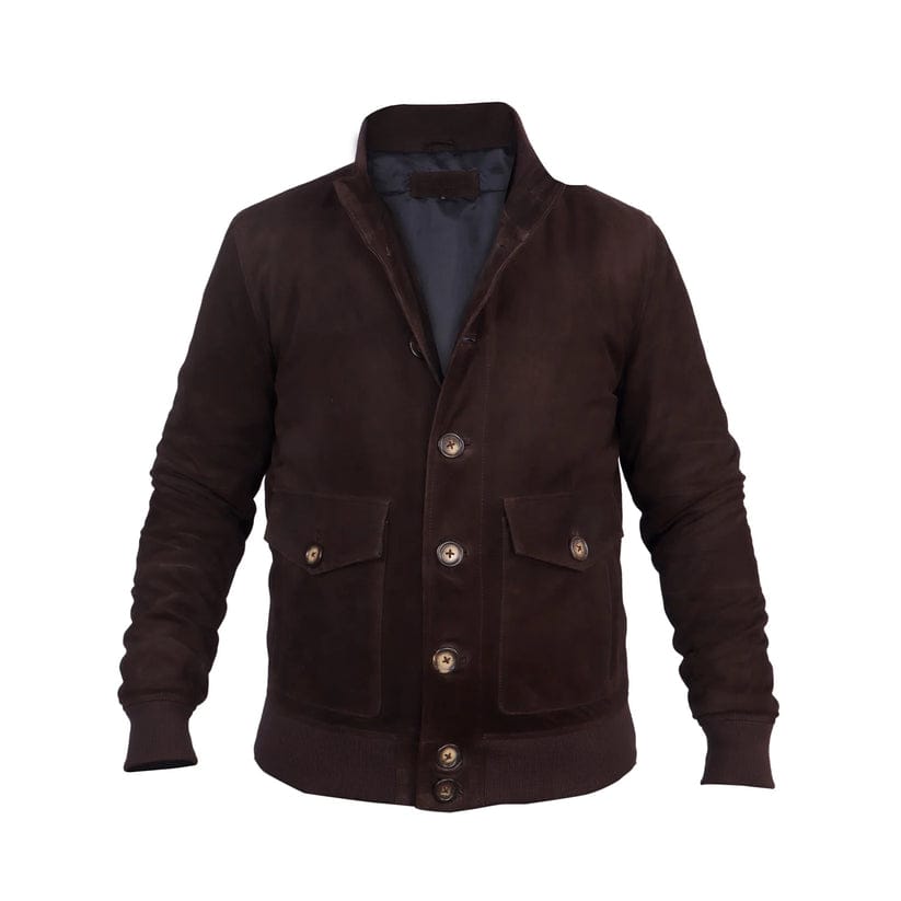 Chocolate Suede Bomber Jacket