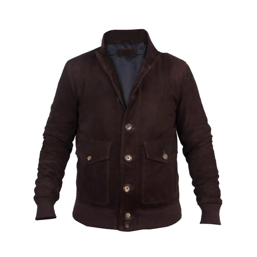 Chocolate Suede Bomber Jacket