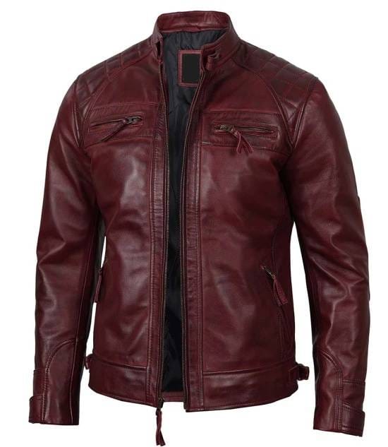 Maroon Shoulder Cafe Racer Jacket