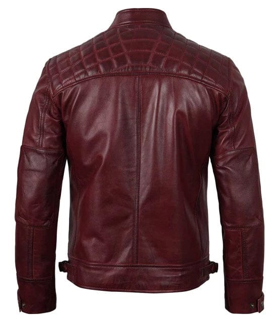 Maroon Shoulder Cafe Racer Jacket