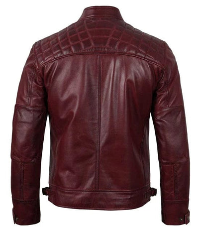 Maroon Shoulder Cafe Racer Jacket