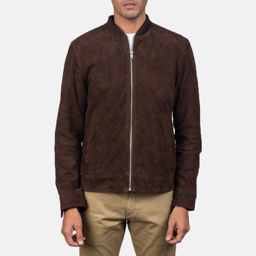 Premium Brown Suede Bomber Jacket