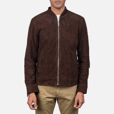 Premium Brown Suede Bomber Jacket