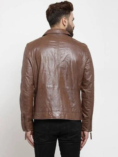 Brown Cafe Leather Jacket