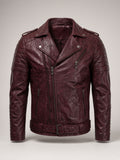 Crimson Sleeve Leather Jacket – front view